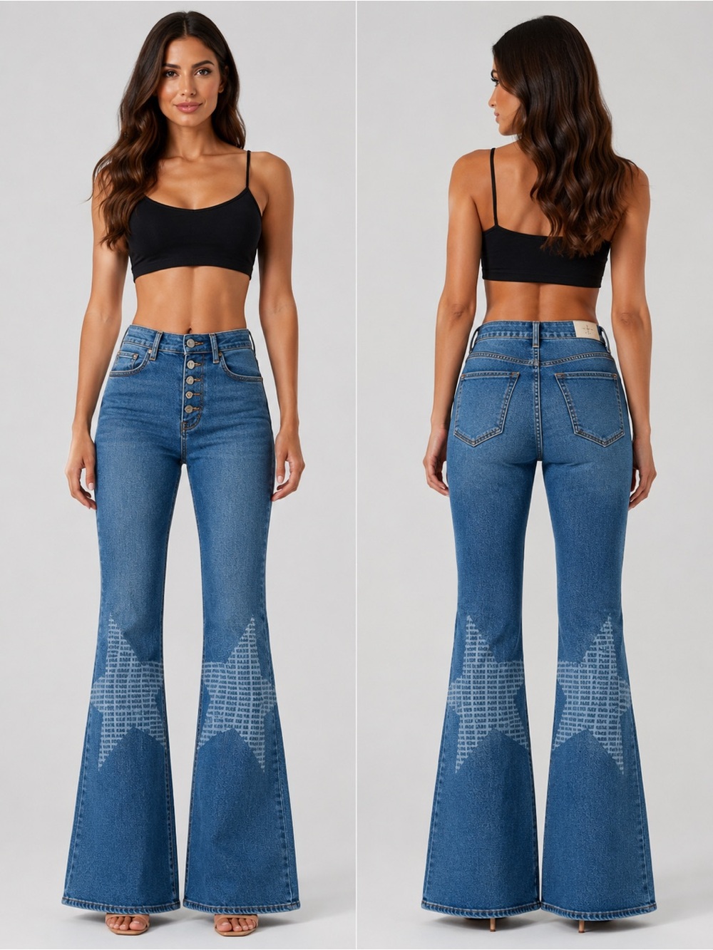 7 FOR ALL MANKIND‎ Jeans Womens 26 Blue Easy Flare Denim Logo Star Print NEW